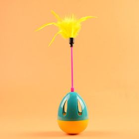 Cat Ball Feather Toy Interactive Cat Teaser & Automatic Spinning Tumbler Ball with Chirp Sound and Food Dispenser for Cats Kitten