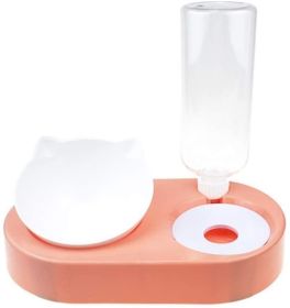 Portable Pet Bowl and Automatic Water Feeder Set, 2 in 1 Food Bowl Dish with Water Dispenser Bottle Tilted