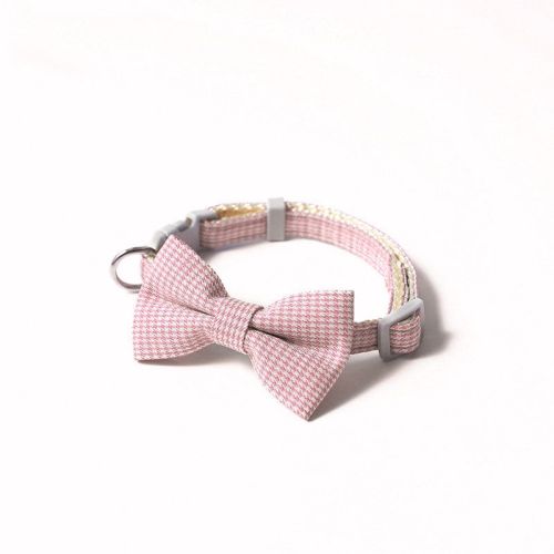 Pet Collar Houndstooth Design Bow