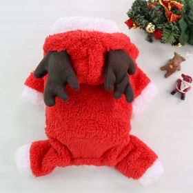 Autumn And Winter Christmas Four Legs Thick Fleece Warm Dog Coat (Option: Red Elk-M Back Length 30cm)